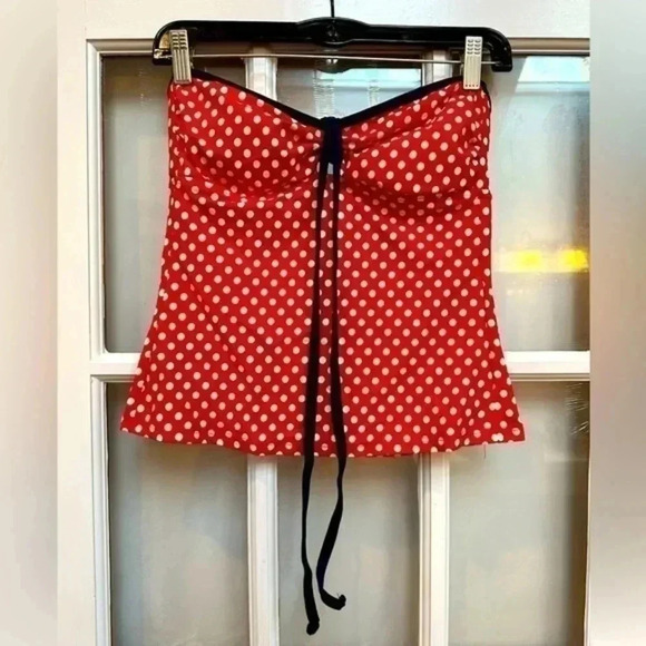 Tommy Hilfiger | Red White Navy Polkadot Halter Tie Tankini Top Size 6 Small S - Picture 1 of 9